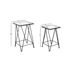 Cheapest ✔️ Black Metal & Glass Contemporary Accent Table Set by Ivory and Iris 👍 -Cheap Ivory and Iris Store D400098S 6