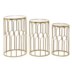 Deals 😀 Gold Metal Glam Accent Table Set by Ivory and Iris 👍