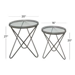 Best deal 👍 Gray Round Metal Industrial Accent Table Set by Ivory and Iris 😉 -Cheap Ivory and Iris Store D400107S 6