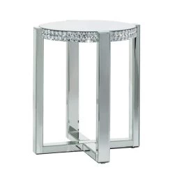 Discount ✔️ 24" Silver MDF Glam Accent Table by Ivory and Iris ✔️