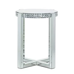 Discount ✔️ 24" Silver MDF Glam Accent Table by Ivory and Iris ✔️ -Cheap Ivory and Iris Store D400109S 3