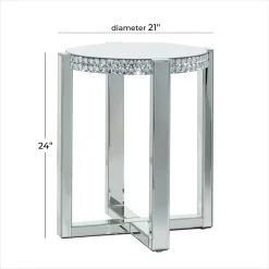 Discount ✔️ 24" Silver MDF Glam Accent Table by Ivory and Iris ✔️ -Cheap Ivory and Iris Store D400109S 7