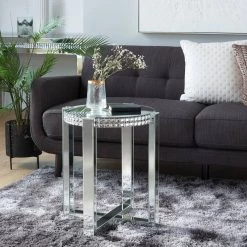 Discount ✔️ 24" Silver MDF Glam Accent Table by Ivory and Iris ✔️ -Cheap Ivory and Iris Store D400109S 8