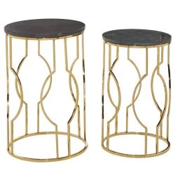 Cheap π Black Marble & Gold Contemporary Accent Table Set by Ivory and Iris π§¨