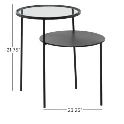 Hot Sale 🥰 23" Black Modern Metal Accent Table by Ivory and Iris 🧨 -Cheap Ivory and Iris Store D400116S 5