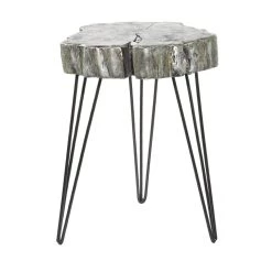 Outlet 😉 26" Gray Polystone & Metal Modern Accent Table by Ivory and Iris 🌟