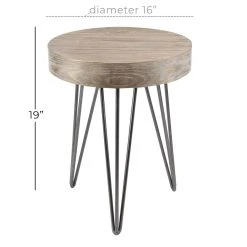 Best deal 🛒 19" Brown Wood & Metal Modern Accent Table by Ivory and Iris 🎁 -Cheap Ivory and Iris Store D400124S 3
