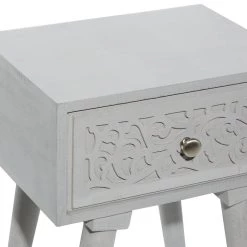 Discount ⌛ 24" Gray Farmhouse Mango Wood Accent Table by Ivory and Iris ⭐ -Cheap Ivory and Iris Store D400126S 6