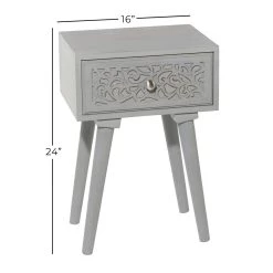 Discount ⌛ 24" Gray Farmhouse Mango Wood Accent Table by Ivory and Iris ⭐ -Cheap Ivory and Iris Store D400126S 9