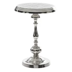 Flash Sale 😀 24" Silver Traditional Aluminum Accent Table by Ivory and Iris 😉 -Cheap Ivory and Iris Store D400127S 4