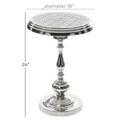 Flash Sale 😀 24" Silver Traditional Aluminum Accent Table by Ivory and Iris 😉 -Cheap Ivory and Iris Store D400127S 5