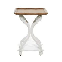 New 🥰 25" White Farmhouse Wood Accent Table by Ivory and Iris ⌛ -Cheap Ivory and Iris Store D400128S 5