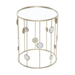 Hot Sale 🛒 Glass & Gold Metal Contemporary Accent Table Set by Ivory and Iris 🧨 -Cheap Ivory and Iris Store D400133S 3
