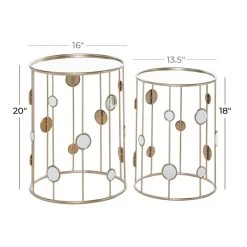 Hot Sale 🛒 Glass & Gold Metal Contemporary Accent Table Set by Ivory and Iris 🧨 -Cheap Ivory and Iris Store D400133S 5