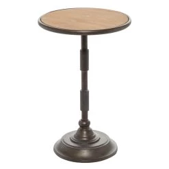 Discount ⭐ 14" Black Industrial Wood Accent Table by Ivory and Iris 👏