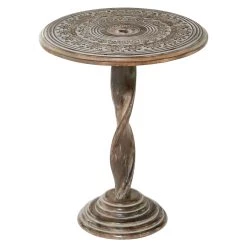 Outlet 🌟 18" Brown Traditional Mango Wood Accent Table by Ivory and Iris 🎉