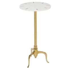 Discount 💯 15" Gold Contemporary Marble Accent Table by Ivory and Iris 🔔