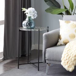 Promo 💯 18" Silver Contemporary Accent Table by Ivory and Iris ✨ -Cheap Ivory and Iris Store D400150S 6