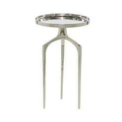 Best reviews of ✔️ 13" Contemporary Round Silver Raised Edge Accent Table by Ivory and Iris ⌛