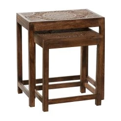 Promo ✨ 24" Brown Mango Wood Eclectic Accent Table by Ivory and Iris 👍