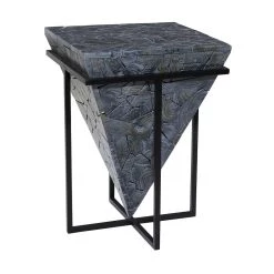 New 💯 22" Gray Teak Wood Contemporary Accent Table by Ivory and Iris 🛒