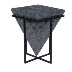 New 💯 22" Gray Teak Wood Contemporary Accent Table by Ivory and Iris 🛒 -Cheap Ivory and Iris Store D400169S 5