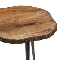 Best Pirce 👍 21" Brown Rustic Slab Accent Table by Ivory and Iris 🤩 -Cheap Ivory and Iris Store D400179S 3