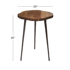 Best Pirce 👍 21" Brown Rustic Slab Accent Table by Ivory and Iris 🤩 -Cheap Ivory and Iris Store D400179S 5