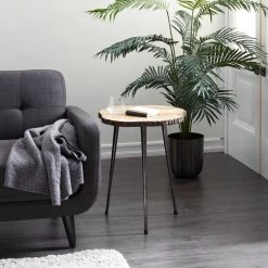 Best Pirce 👍 21" Brown Rustic Slab Accent Table by Ivory and Iris 🤩 -Cheap Ivory and Iris Store D400179S 6