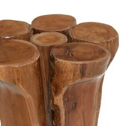 Coupon 😍 16" Brown Teak Wood Rustic Stool by Ivory and Iris 🧨 -Cheap Ivory and Iris Store D400184S 5