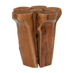 Coupon 😍 16" Brown Teak Wood Rustic Stool by Ivory and Iris 🧨 -Cheap Ivory and Iris Store D400184S 6
