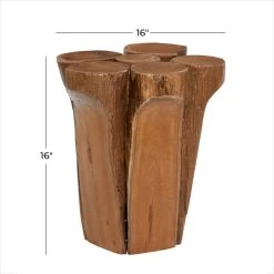 Coupon 😍 16" Brown Teak Wood Rustic Stool by Ivory and Iris 🧨 -Cheap Ivory and Iris Store D400184S 7