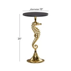 Buy 👍 25" Gold Aluminum Coastal Accent Table by Ivory and Iris 👍 -Cheap Ivory and Iris Store D400187S 8