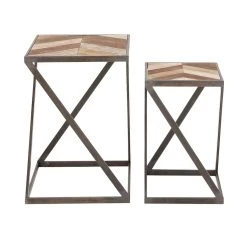 Hot Sale 🎉 Brown Wood Modern Accent Table Set by Ivory and Iris 🎉