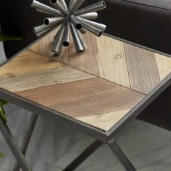 Hot Sale 🎉 Brown Wood Modern Accent Table Set by Ivory and Iris 🎉 -Cheap Ivory and Iris Store D400193S 3