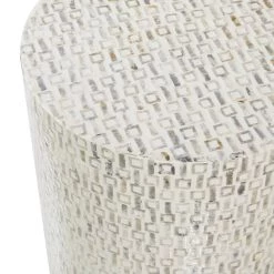 Buy ⭐ 22" 👩 Mother of Pearl & Wood Round Accent Table by Ivory and Iris 😀 -Cheap Ivory and Iris Store D400204S 4