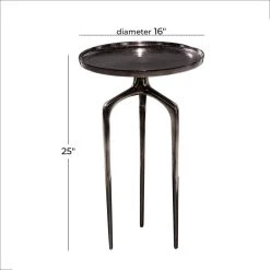 Best Pirce 🤩 25" Black Aluminum Contemporary Accent Table by Ivory and Iris 🌟 -Cheap Ivory and Iris Store D400212S 6