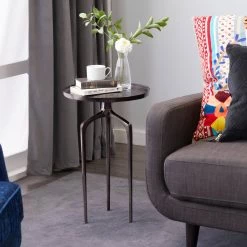 Best Pirce 🤩 25" Black Aluminum Contemporary Accent Table by Ivory and Iris 🌟 -Cheap Ivory and Iris Store D400212S 7