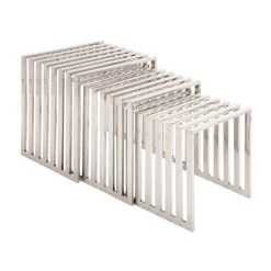 Buy π Silver Stainless Steel Modern Accent Table Set by Ivory and Iris β€οΈ