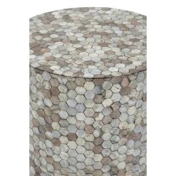 Coupon 😍 20" Multi Mussel Shells & Wood Contemporary Accent Table by Ivory and Iris 💯 -Cheap Ivory and Iris Store D400221S 3