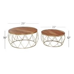 Brand new 💯 Brown Metal Contemporary Accent Table Set by Ivory and Iris 🧨 -Cheap Ivory and Iris Store D400222S 5