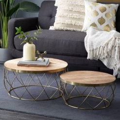 Brand new 💯 Brown Metal Contemporary Accent Table Set by Ivory and Iris 🧨 -Cheap Ivory and Iris Store D400222S 6