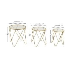 New 🔔 Set of 3 Gold Metal Contemporary Accent Table, 18", 20", 22" by Ivory and Iris 🛒 -Cheap Ivory and Iris Store D400226S 7