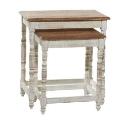 Hot Sale ✔️ White Mango Wood Farmhouse Accent Table, 24" x 22" x 14" by Ivory and Iris 👍