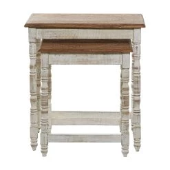 Hot Sale ✔️ White Mango Wood Farmhouse Accent Table, 24" x 22" x 14" by Ivory and Iris 👍 -Cheap Ivory and Iris Store D400227S 3