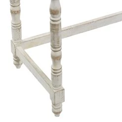 Hot Sale ✔️ White Mango Wood Farmhouse Accent Table, 24" x 22" x 14" by Ivory and Iris 👍 -Cheap Ivory and Iris Store D400227S 5