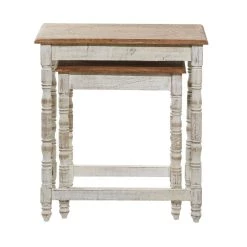 Hot Sale ✔️ White Mango Wood Farmhouse Accent Table, 24" x 22" x 14" by Ivory and Iris 👍 -Cheap Ivory and Iris Store D400227S 7