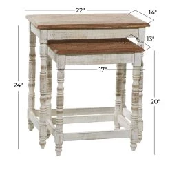 Hot Sale ✔️ White Mango Wood Farmhouse Accent Table, 24" x 22" x 14" by Ivory and Iris 👍 -Cheap Ivory and Iris Store D400227S 8