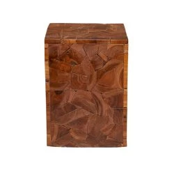 Cheap ⭐ Brown Teak Wood Contemporary Accent Table 16" x 12" x 12" by Ivory and Iris 👏 -Cheap Ivory and Iris Store D400229S 5