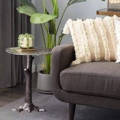 Coupon 😀 Silver Contemporary Aluminum Accent Table, 22" x 18" by Ivory and Iris 🤩 -Cheap Ivory and Iris Store D400230S 6